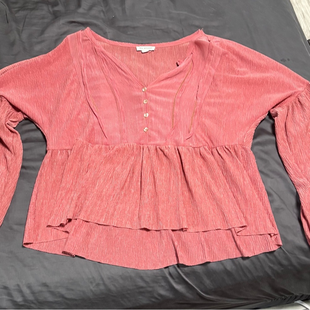 Buckle Blouse with Button Detail